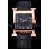 Hermes Heure H Black Dial Gold Case Black Leather Strap