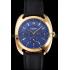 Hermes Dressage Blue Dial Gold Case Black Leather Strap