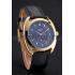 Hermes Dressage Blue Dial Gold Case Black Leather Strap