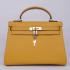 Replica Hermes Kelly H1043 Cow Leather Yellow Handbag