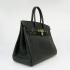 Hermes Original leather 6089A Ladies Lambskin Black Handbag