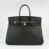 Hermes Original leather 6089A Ladies Lambskin Black Handbag