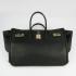 Hermes Original leather 6089A Ladies Lambskin Black Handbag