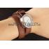 Replica Hermes  MOP Dial Brown Elongated Leather Bracelet 801393