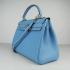 Hermes Kelly 6108 2way Cow Leather Blue