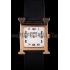 Replica Hermes Heure H Rose Gold Bezel Black Leather Strap White Dial 80235