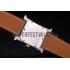 Hermes Heure H Stainless Steel Diamond Encrusted Bezel Tan Leather Strap White Dial 80232