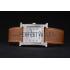 Hermes Heure H Stainless Steel Diamond Encrusted Bezel Tan Leather Strap White Dial 80232