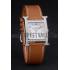 Hermes Heure H Stainless Steel Diamond Encrusted Bezel Tan Leather Strap White Dial 80232