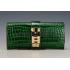 Replica Hermes Medor Crocodile Leather Green Clutch 18926680