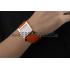 Hermes Heure H Rose Gold Bezel Orange Leather Strap White Dial 80234