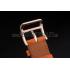 Hermes Heure H Rose Gold Bezel Orange Leather Strap White Dial 80234