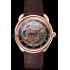 Cheap Swiss Hermes Arceau Skeleton Black Dial Brown Hands Rose Gold Case Brown Leather Strap