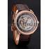 Cheap Swiss Hermes Arceau Skeleton Black Dial Brown Hands Rose Gold Case Brown Leather Strap