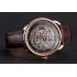 Cheap Swiss Hermes Arceau Skeleton Black Dial Brown Hands Rose Gold Case Brown Leather Strap