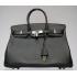 Hermes Birkin 62641 Handbag Cow Leather Black