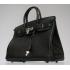 Hermes Birkin 62641 Handbag Cow Leather Black