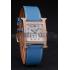 Hermes Heure H Rose Gold Diamond Encrusted Bezel Blue Leather Strap White Dial 80238