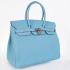 Hermes Original leather HB30 Handbag Cow Leather Blue