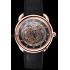 Replica Swiss Hermes Arceau Skeleton Black Dial Brown Hands Rose Gold Case Black Leather Strap