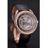 Replica Swiss Hermes Arceau Skeleton Black Dial Brown Hands Rose Gold Case Black Leather Strap