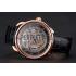 Replica Swiss Hermes Arceau Skeleton Black Dial Brown Hands Rose Gold Case Black Leather Strap