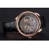 Replica Swiss Hermes Arceau Skeleton Black Dial Brown Hands Rose Gold Case Black Leather Strap