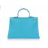 Hermes Original leather HK35 2way Lambskin Blue Handbag