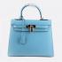 Hermes Original leather HK28 Handbag Lambskin Blue