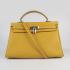 Hermes Kelly 6308 2way Cow Leather Yellow Handbag