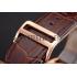 Hermes Dressage White Dial Rose Gold Case Brown Leather Strap