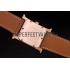 Hermes Heure H Rose Gold Diamond Encrusted Bezel Tan Leather Strap White Dial 80236