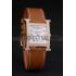 Hermes Heure H Rose Gold Diamond Encrusted Bezel Tan Leather Strap White Dial 80236