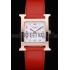 Hermes Heure H Rose Gold Bezel Red Leather Strap White Dial 80233