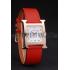 Hermes Heure H Rose Gold Bezel Red Leather Strap White Dial 80233