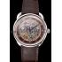 Swiss Hermes Arceau Skeleton Brown Dial Blue Hands Stainless Steel Case Brown Leather Strap Replica