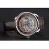 Swiss Hermes Arceau Skeleton Brown Dial Blue Hands Stainless Steel Case Brown Leather Strap Replica