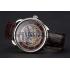 Swiss Hermes Arceau Skeleton Brown Dial Blue Hands Stainless Steel Case Brown Leather Strap Replica