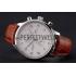 IWC Portugieser Chronograph White Dial Steel Hands And Numerals Stainless Steel Case Brown Leather Strap Replica