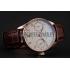 Swiss IWC Portuguese White Dial Gold Numerals Gold Case Brown Leather Bracelet 1453916