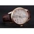 Swiss IWC Portugieser Perpetual Calendar White Dial Rose Gold Case Brown Leather Strap