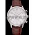 Replica IWC Portugieser Chronograph White Dial Steel Hands And Numerals Steel Case With Diamonds Brown Leather Strap