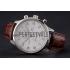 Replica IWC Portugieser Chronograph White Dial Steel Hands And Numerals Steel Case With Diamonds Brown Leather Strap