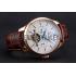 IWC Portofino Tourbillon White Dial Blue Markings Rose Gold Case Brown Leather Strap