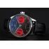 Swiss IWC Portuguese Grey Dial Red Subdials Silver Case Black Leather Bracelet 1453905