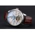 IWC Portofino Tourbillon White Dial Blue Markings Stainless Steel Case Brown Leather Strap