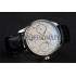 Swiss IWC Portuguese White Dial Gold Numerals Silver Case Black Leather Bracelet 1453908