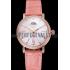 IWC Portofino Moon Phase Silver Dial Rose Gold Case Diamonds Bezel Pink Leather Strap