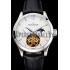 Replica Jaeger LeCoultre Master Moonphase Tourbillon White Dial Stainless Steel Case Black Leather Strap