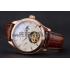 Jaeger LeCoultre Master Moonphase Tourbillon White Dial Rose Gold Case Brown Leather Strap